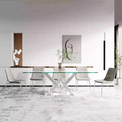 Luxury dining table pedestal table silver dining tables dining room table glass table