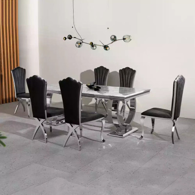Luxury Dining Table Column Table Dining Tables Dining Room Table Silver 200x100