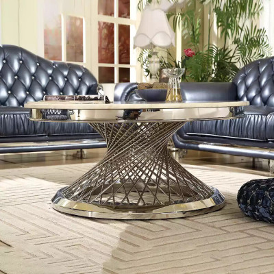 Coffee table design living room luxury stainless steel round side tables furniture
