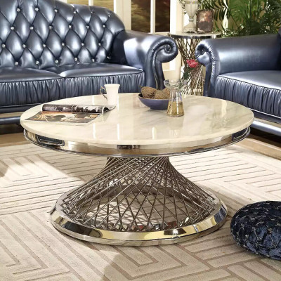 Coffee table design living room luxury stainless steel round side tables furniture