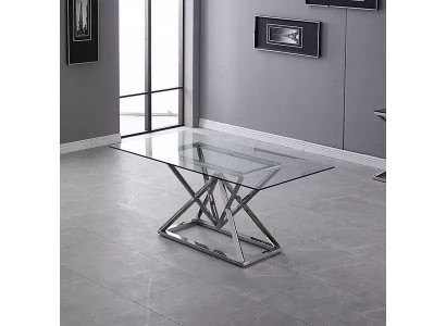 Glass Table, Column Tables, Silver Tables, Glass Tables, Table, Luxury Furniture, 180x90