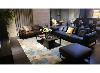 Exclusive sofa set 3+2 seater leather ottoman upholstery living room set