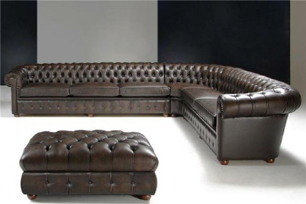 Classic Corner Sofa Sectional Couch Sofa Upholstered Leather Seat Chesterfield Suite
