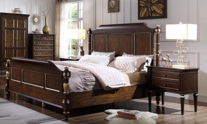Bed 2x Nightstand Dresser Complete Bedroom Furniture Set 4 pcs New