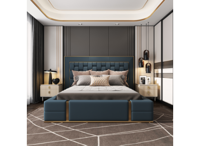 Modern beds luxury sleeping room new bed design luxury blue double bed