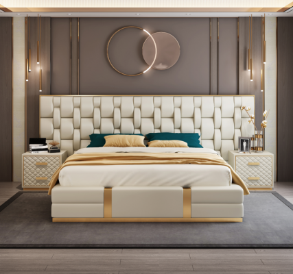 Bed cushion design luxury double beds bedroom hotel bed new