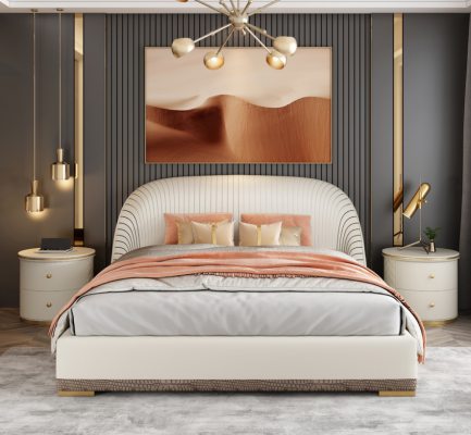 Luxury double bed beds bedroom furniture design hotel furnishings