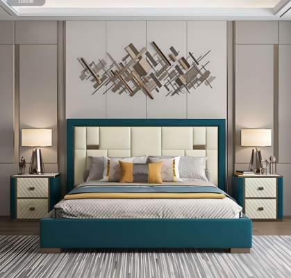 Luxury Bedroom Bed Upholstery Design 180x200cm Double Hotel Beds New