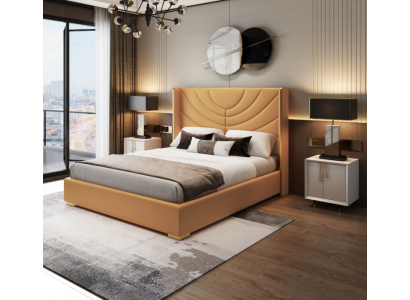 Design double bed 180x200cm hotel furniture luxury upholstery bedroom