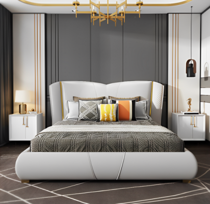 Bed Cushion Design Luxury Double Hotel Beds Sleep Room Wood Furniture