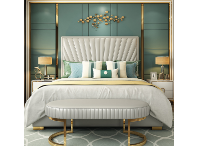Wood design bed double luxury modern hotel frame bedroom new