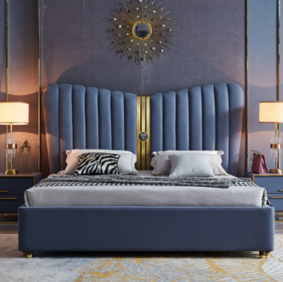 Bed Pillow Design Luxury Wood Double Beds Bedroom Hotel Furniture New