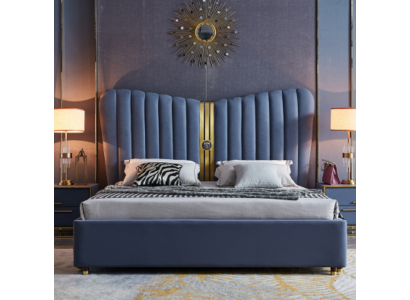 Bed Pillow Design Luxury Wood Double Beds Bedroom Hotel Furniture New