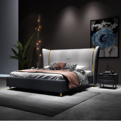 Luxury Bed Wood Upholstered Bed Bedroom 180x200cm Double Bed Hotel New