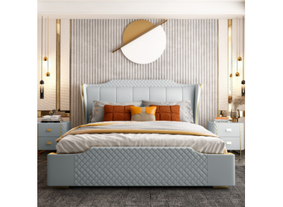 Bed Pillow Design Luxury Double Hotel Beds Bedroom Faux Leather