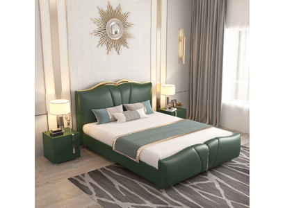 Bed luxury furniture bed frame wood bedroom furniture faux leather new