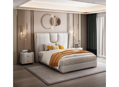 Double hotel beds bedroom bed upholstery design luxury furniture metal