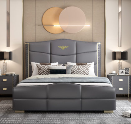 Double design bed modern hotel luxury sleeping room furniture bed frame