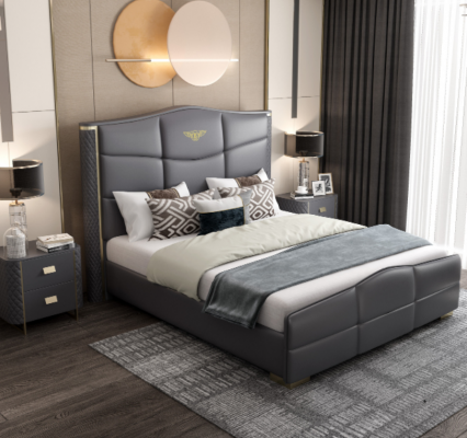 Double design bed modern hotel luxury sleeping room furniture bed frame