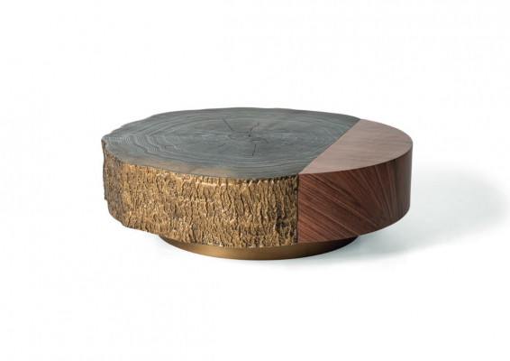 Coffee Table Side Table Designer Table Round Brown Living Room Table