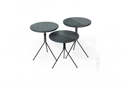 Luxury Brown Nesting Tables Set of 3 Round Tables Modern Living Room Table