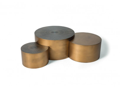 Luxury Gold Coffee Table Set 3x Round Tables Modern Living Room Round