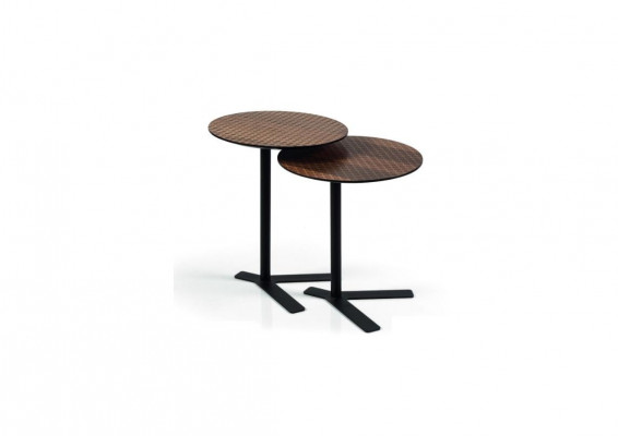 Round set of 2 side tables designer furniture living room brown tables new