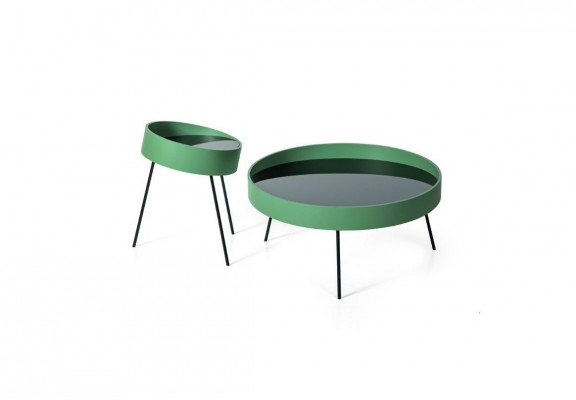 2x coffee table round shape design living room new green color furniture style