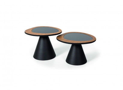 Designer coffee table set 2x table living room style black 2-piece.