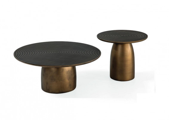 Coffee table set 2x round living room table stainless steel luxury gold 2-piece tables