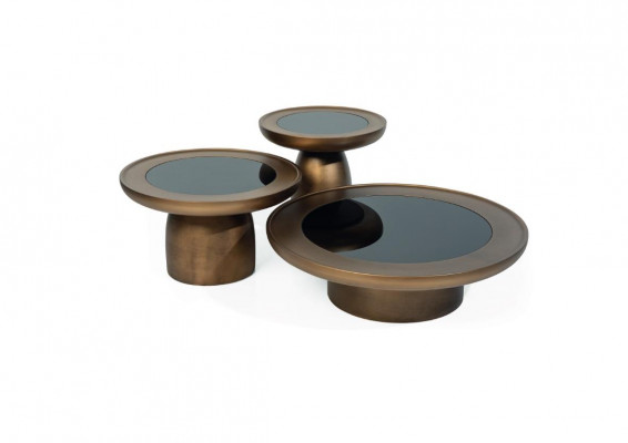 Designer coffee table living room set 2x stainless steel glass modern luxury table