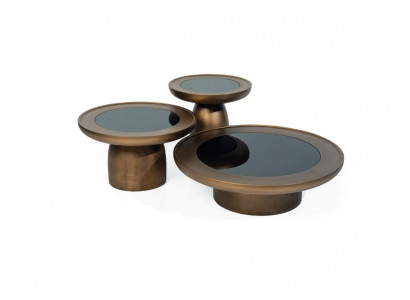 Designer coffee table living room set 2x stainless steel glass modern luxury table