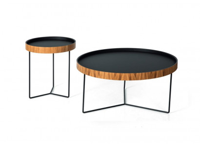 Coffee table set, 2x black furniture table, living room luxury round tables