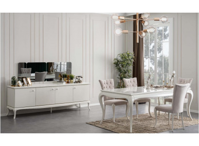 Dining set dining nook dining room dining table wood white set 7-piece sideboard