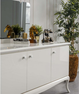 Dining set dining nook dining room dining table wood white set 7-piece sideboard