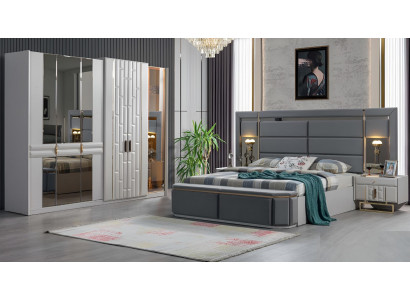Complete bedroom furniture set bed 2x bedside table wardrobe new