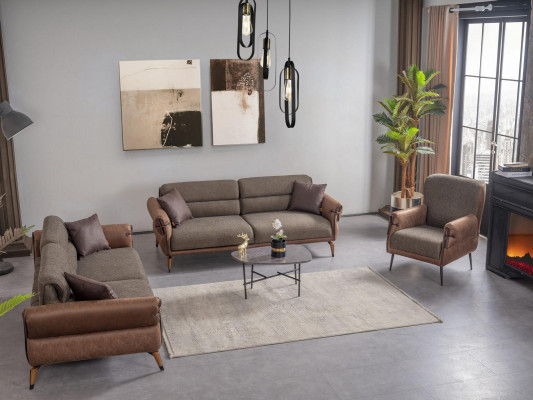 Upholstered Furniture Textile Living Room Set 3pc Sofa Two-Seater Armchair New Furnishing