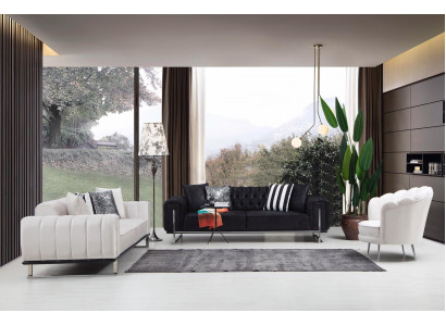 Living Room Set 2x Three-Seater Sofa Chesterfield Couch Design Armchair Luxury Furniture