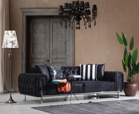 Living Room Set 2x Three-Seater Sofa Chesterfield Couch Design Armchair Luxury Furniture