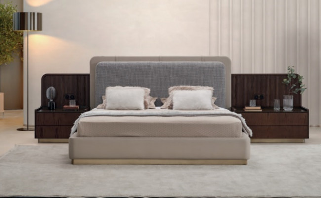 Bedroom set luxury complete bed +2x bedside tables 3-piece modern set