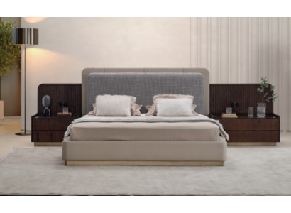 Bedroom set luxury complete bed +2x bedside tables 3-piece modern set