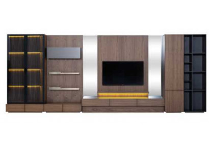 Living room TV wall unit sideboard wood brown furniture television new XXL 530 cm