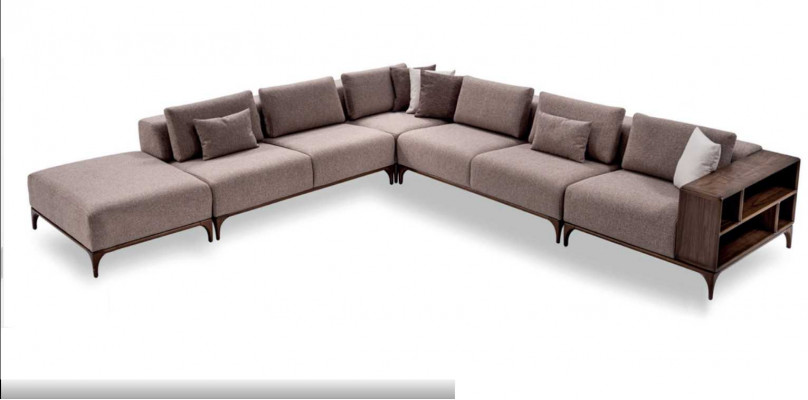 Luxury 2-piece living room set corner sofa L-shape with coffee table modern design