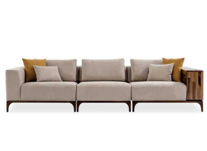 Luxury living room sofa modern design wood with textiles three-seater