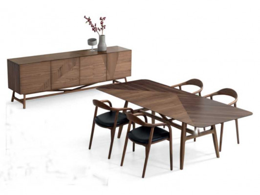 Modern 6-piece dining room set table 4x chairs with sideboard dining suite group