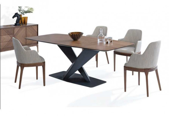 Luxury Set for Dining Room 5-piece Table 4x Chairs with Sideboard Table Wood