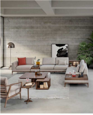 Living room corner sofa L-shape wooden corner suite sofa couches luxury furniture