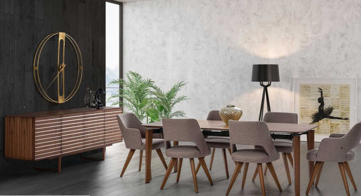 Dining room modern set sideboard 6x chairs with dining table luxury design set