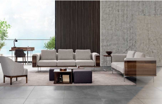 Living Room Set Luxury Modern Design 2x Sofas with Armchair Sofa Suite