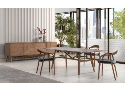 Luxury Dining Room Set 6-piece Dining Suite Dining Group Set Table 4x Chairs with Sideboard